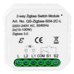 Розумний вимикач Tervix Pro Line ZigBee Switch (2 клавіші), без нуля