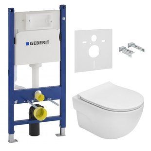 Комплект: унітаз Roca Meridian підвісний C сидінням + інсталяція 3в1 Geberit Duofix (A34H242000 + 458.126.00.1)