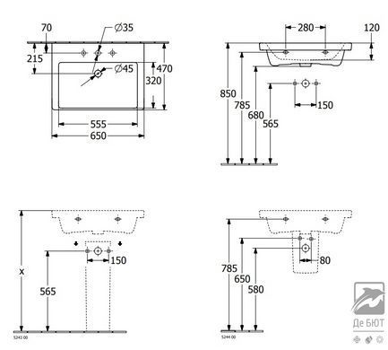 Раковина Villeroy&Boch SUBWAY 3.0 55 см (4А705501)