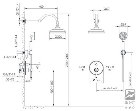 Душова система прихованого монтажу Imprese HYDRANT матовий нікель (ZMK031806110)